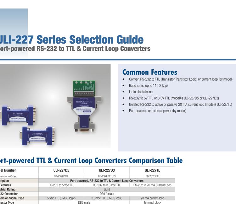 研華BB-232LPTTL ULI-227D5 RS-232（DB9母頭）至5V TTL（DB9公頭）轉(zhuǎn)換器，端口供電