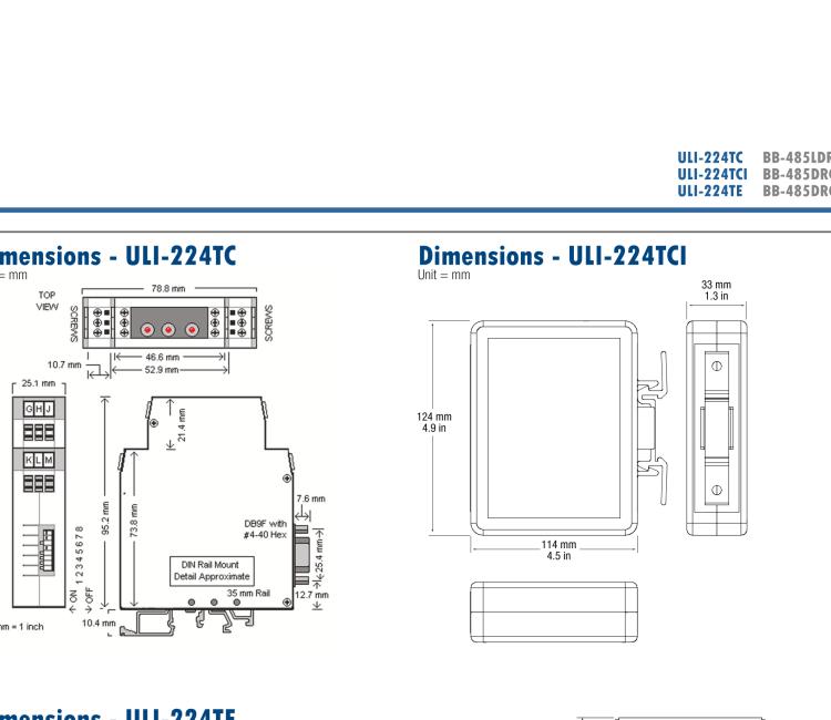 研華BB-4WSD9OTB ULI-224TCL RS-232（DB9母頭）至隔離式RS-422/485（接線端子）轉換器