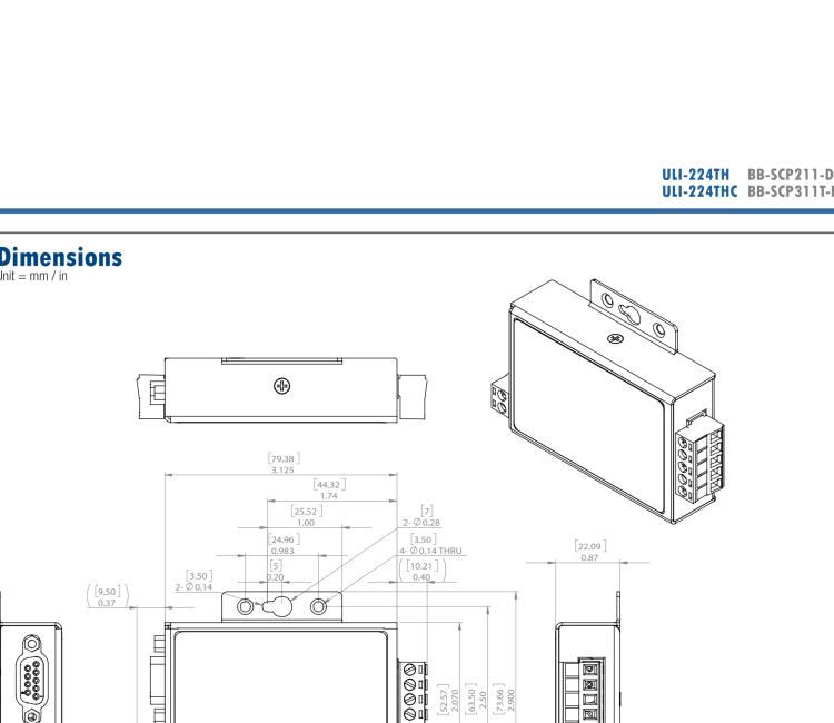 研華BB-485BAT3 ULI-224TB RS-232（DB9母頭至RS-422/485（接線端子）轉(zhuǎn)換器，電池供電