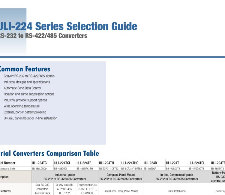 研華BB-485BAT3 ULI-224TB RS-232（DB9母頭至RS-422/485（接線端子）轉(zhuǎn)換器，電池供電