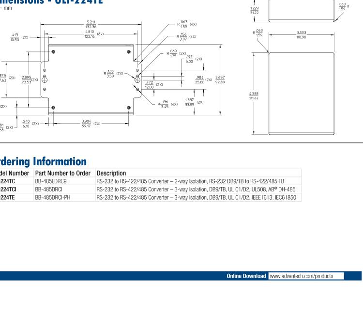 研華BB-485BAT3 ULI-224TB RS-232（DB9母頭至RS-422/485（接線端子）轉(zhuǎn)換器，電池供電